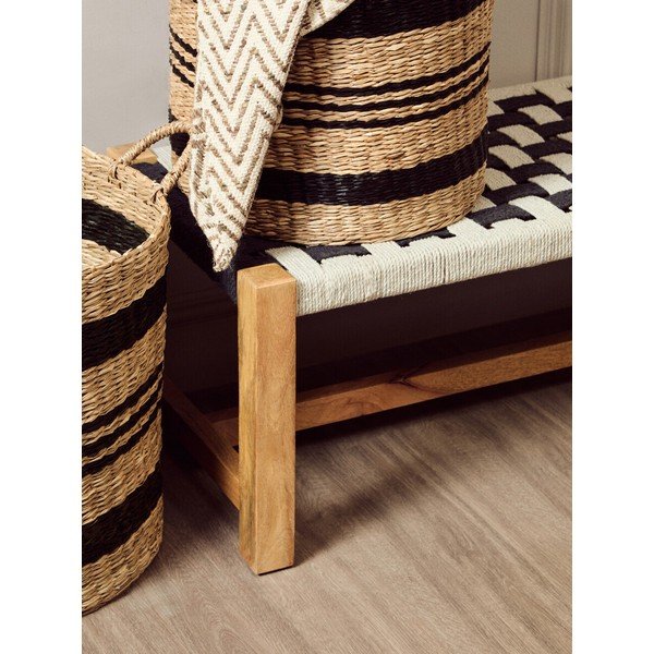 Juodos ir baltos spalvos medžio masyvo suolas Satna – Premier Housewares-image-4