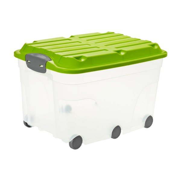 Plastikinė dėžė su dangčiu ant ratukų 57 l Roller - Rotho