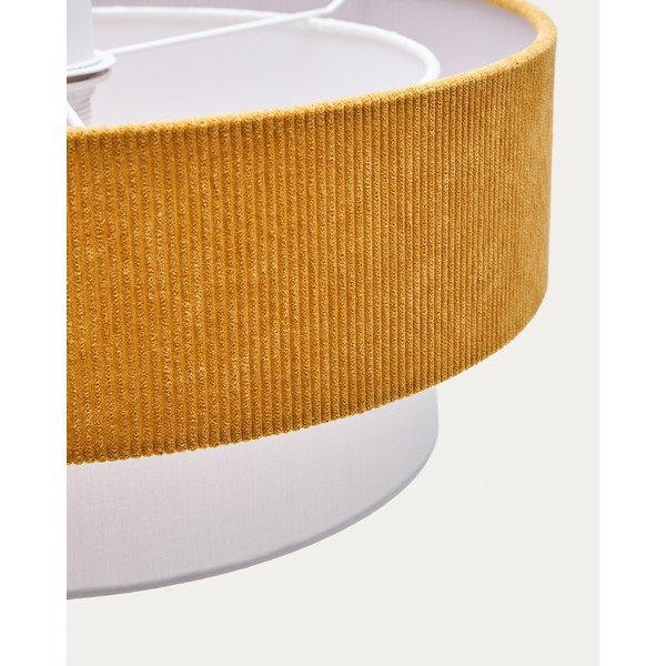 Garstyčių spalvos/baltos spalvos vaikiškas pakabinamas šviestuvas su tekstiliniu gaubtu Bianella – Kave Home-image-4