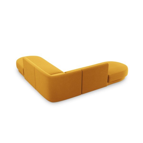 Kampinė sofa garstyčių spalvos iš velveto Miley – Micadoni Home-image-4