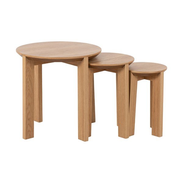 3 apvalių ąžuolinių staliukų rinkinys ø 50 cm Maxime - Actona-image-3