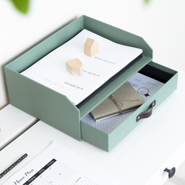 Žalios spalvos iš kartono biuro organizatorius į stalčių/dokumentams Walter Canvas Paper Laminate – Bigso-image-3