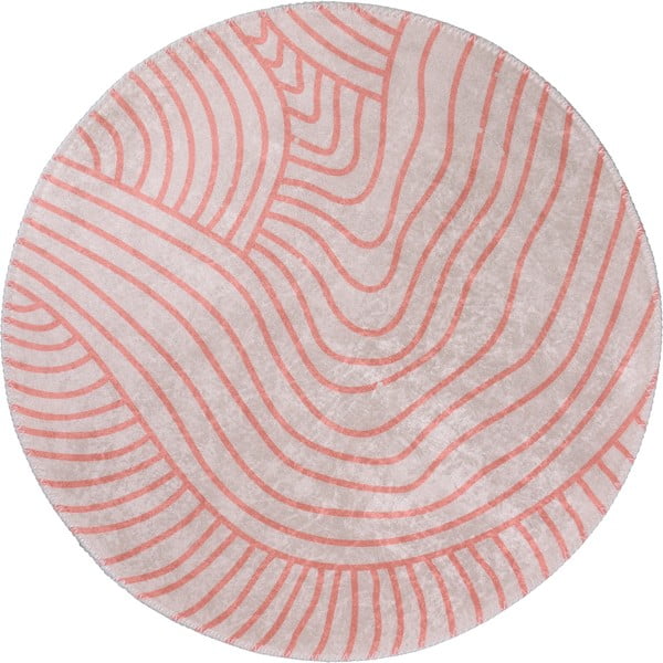Skalbiamas apvalios formos kilimas šviesiai rožinės spalvos/kreminės spalvos ø 80 cm Yuvarlak – Vitaus