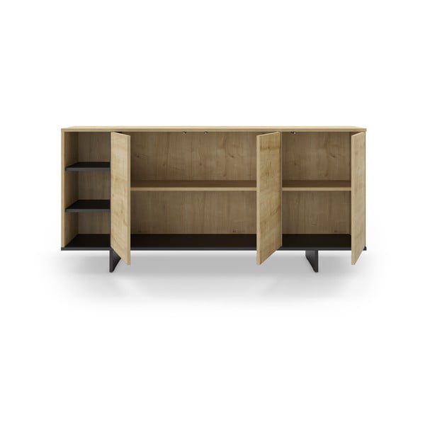 Žema šoninė spintelė natūralios spalvos iš ąžuolo 170x80 cm Cequoia – Marckeric-image-4