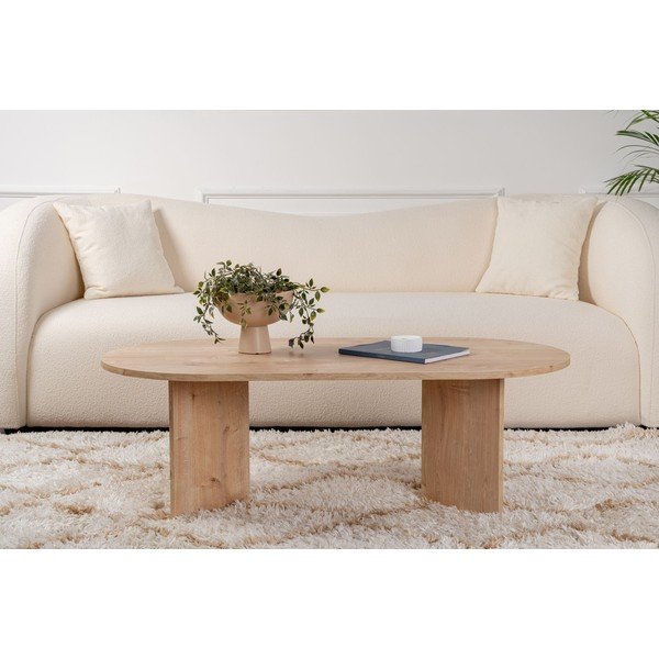 Natūralios spalvos kavos staliukas iš ąžuolo 60x119 cm Sable – Kalune Design-image-3