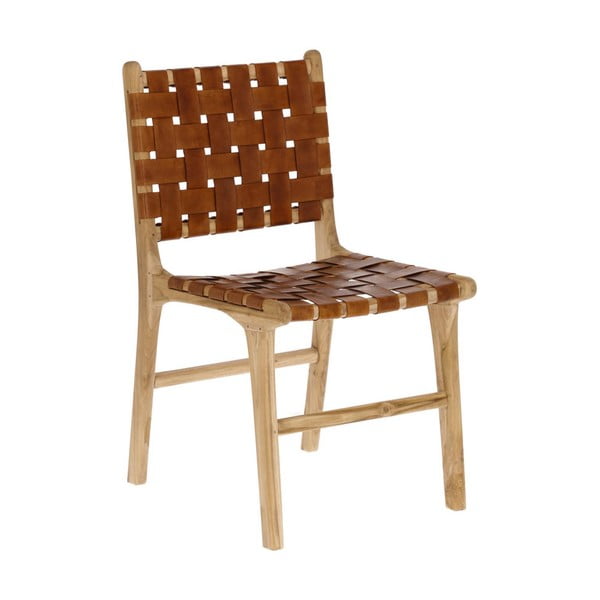 Iš odos valgomojo kėdės konjako rudos spalvos/natūralios spalvos 2 vnt. Calixta – Kave Home