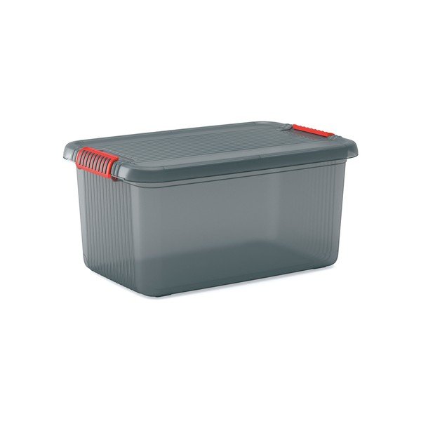 Iš plastiko daiktadėžė pilkos spalvos su dangčiu 59x39x28 cm K Latch Box – KIS