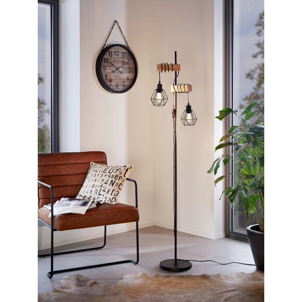 Pastatomas šviestuvas juodos spalvos/natūralios spalvos (aukštis 166,5 cm) TOWNSHEND 5 – EGLO-image-1