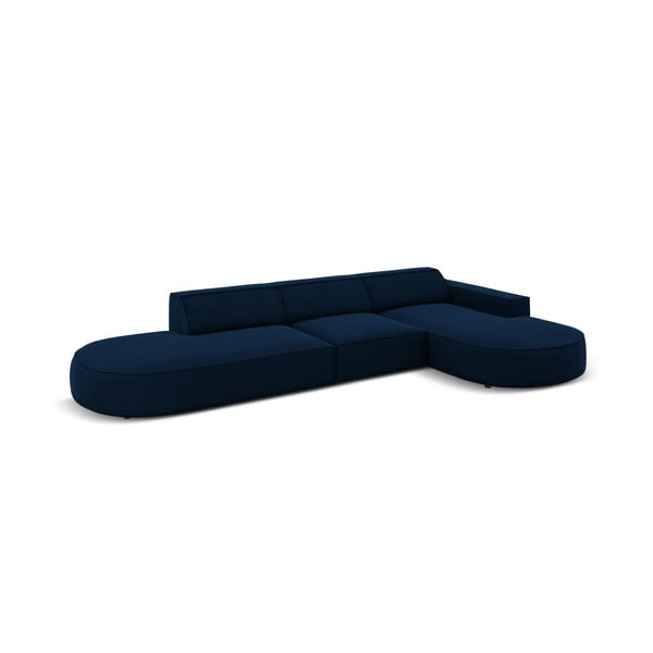 Mėlyno aksomo kampinė sofa (dešinysis kampas) Jodie - Micadoni Home-image-4