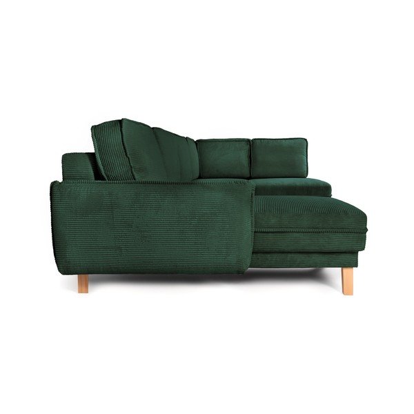 Tamsiai žalios spalvos sulankstoma/su sandėliavimo vieta kampinė sofa iš kordinio velveto (su dešiniuoju kampu/„U“ formos) Tori – Bonami Selection-image-4
