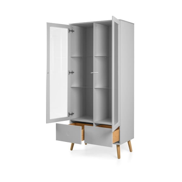 Pilka vitrina su ąžuolinėmis kojomis Tenzo Dot, aukštis 175 cm-image-3