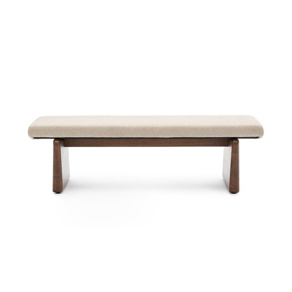 Smėlio spalvos/tamsios natūralios spalvos iš šenilinio audinio suolas Topaz – Kave Home