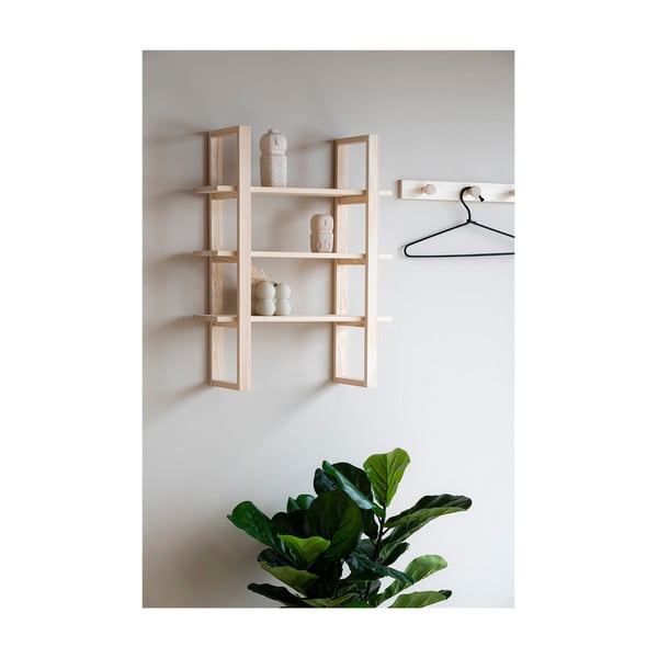 Iš paulovnijos masyvo kelių aukštų sieninė lentyna natūralios spalvos 48 cm Santiago – House Nordic-image-4