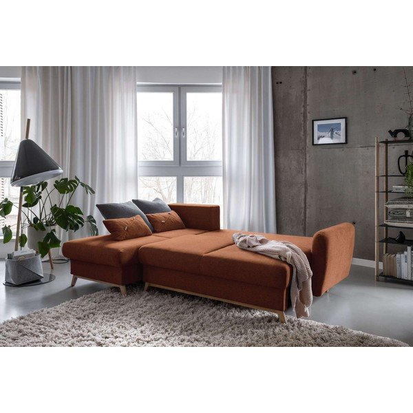 Oranžinės spalvos sofa-lova Miuform Scandic Lagom, kairysis kampas-image-4