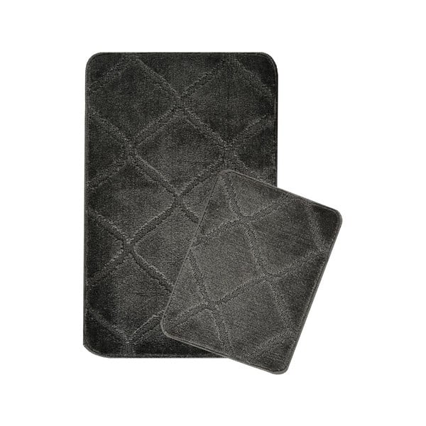 Antracito spalvos vonios kilimėliai 2 vnt. 50x80 cm Cizgili – Foutastic