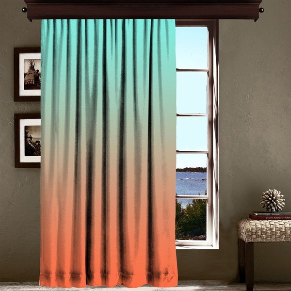 Oranžinės ir turkio spalvos užuolaidos Užuolaida Tageho, 140 x 260 cm-image-1