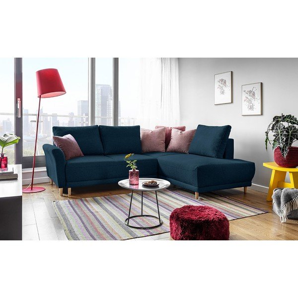 Tamsiai mėlyna sofa-lova Miuform Lovely Annie, dešinysis kampas-image-1