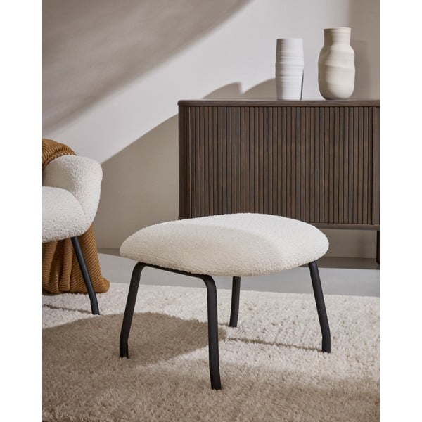 Pufas garstyčių spalvos iš boucle Belina – Kave Home-image-1