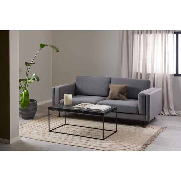 Kavos staliukas juodos spalvos su marmuro dekoro stalviršiu 55x110 cm Barossa – Actona-image-1