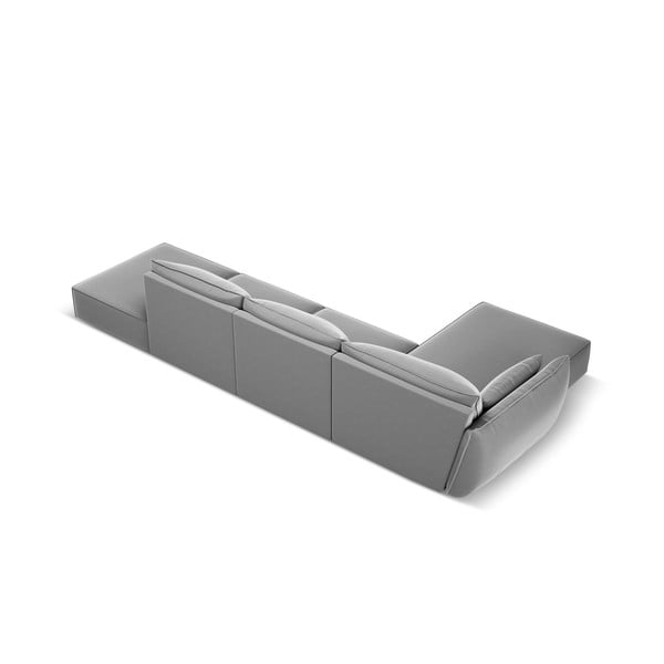 Šviesiai pilkos spalvos iš velveto kampinė sofa (su kairiuoju kampu/su gultu) Vanda – Mazzini Sofas-image-3