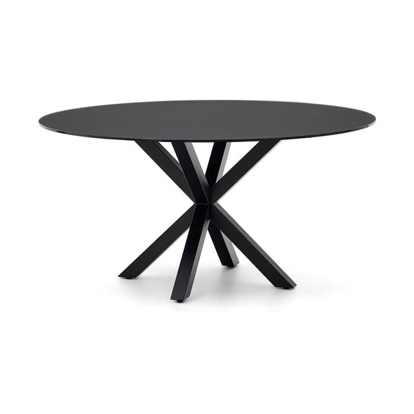 Apvalios formos valgomojo stalas juodos spalvos su stikliniu stalviršiu ø 150 cm Argo – Kave Home