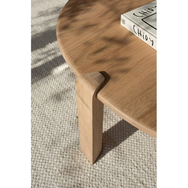 Natūralios spalvos iš ąžuolo masyvo kavos staliukas 100x180 cm Kulin – Gazzda-image-2