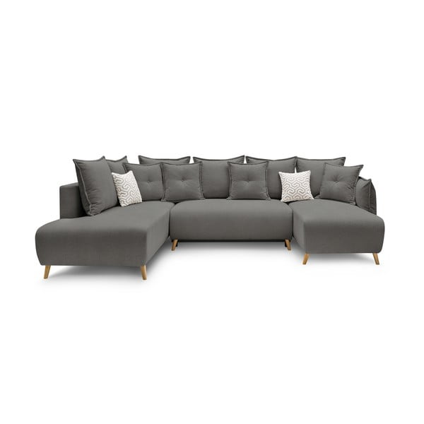 Sulankstoma kampinė sofa pilkos spalvos (su kairiuoju kampu/„U“ formos) Nessa – Bobochic Paris