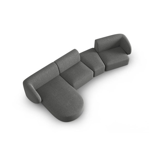 Pilkos spalvos iš šenilinio audinio kampinė sofa (su kairiuoju kampu/su gultu) Paolo – Milo Casa-image-1