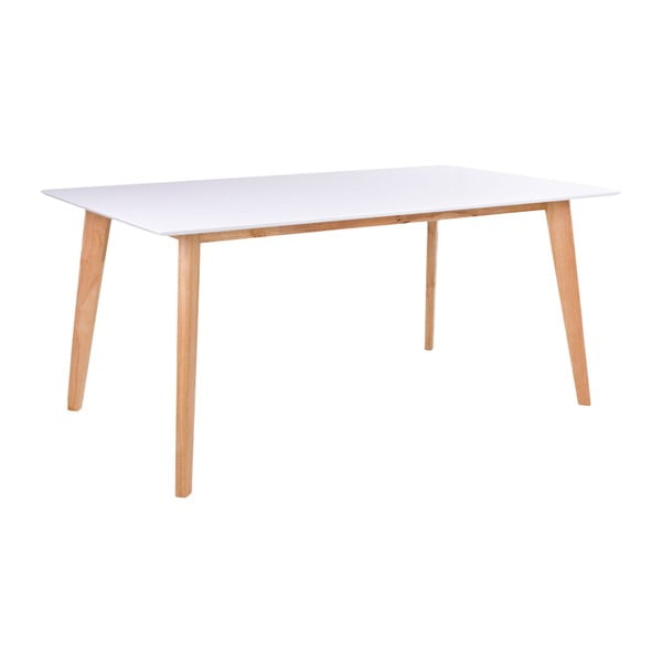 Baltas valgomojo stalas su rudomis kojomis "House Nordic Vojens", 150 cm ilgio