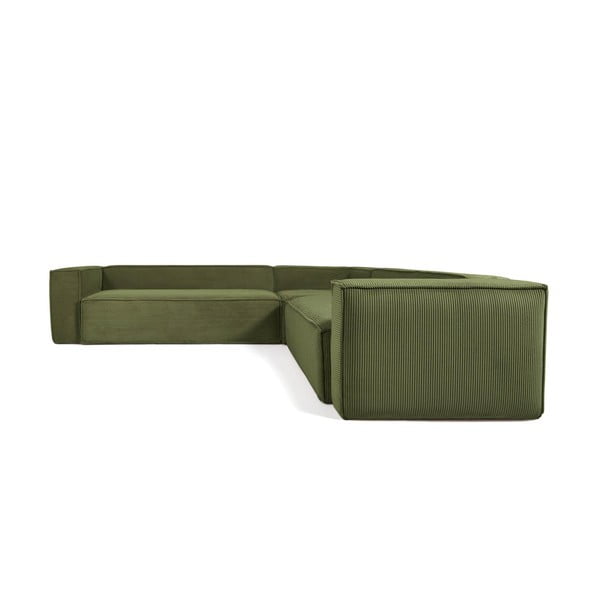Žalios spalvos iš kordinio velveto kampinė sofa Blok – Kave Home-image-2