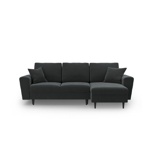 Tamsiai pilkos spalvos iš velveto sulankstoma/su sandėliavimo vieta kampinė sofa Kyoto – Cosmopolitan Design