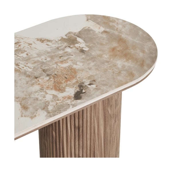 Smėlio spalvos/natūralios spalvos konsolinis staliukas su marmuro dekoro stalviršiu 40x120 cm Athens – House Nordic-image-3