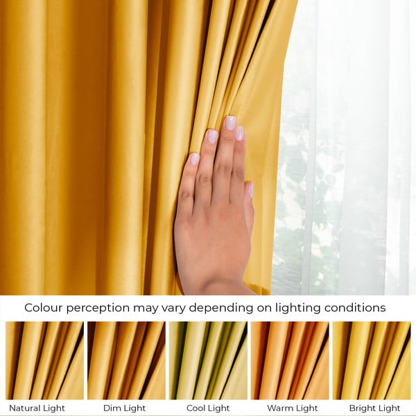 Geltonos spalvos iš velveto pritemdymas (dalinis užtemimas) užuolaida 140x245 cm Eyelets – Restilo-image-4