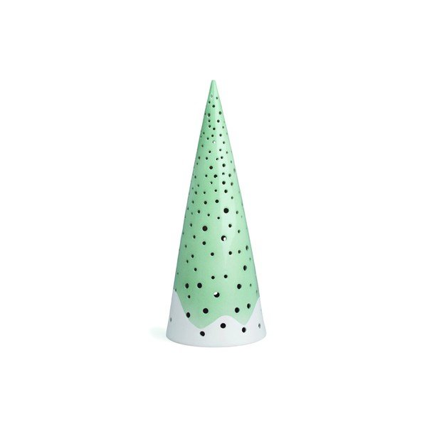 Žalias kalėdinis žvakidės laikiklis iš kaulinio porceliano "Kähler Design Nobili", 30 cm aukščio