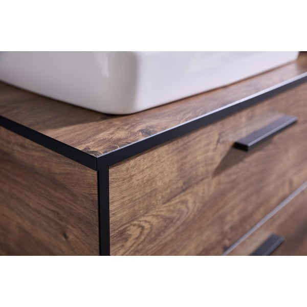 Rudas ąžuolo vonios kambario stalviršis 73x45 cm Set 374 - Pelipal-image-1