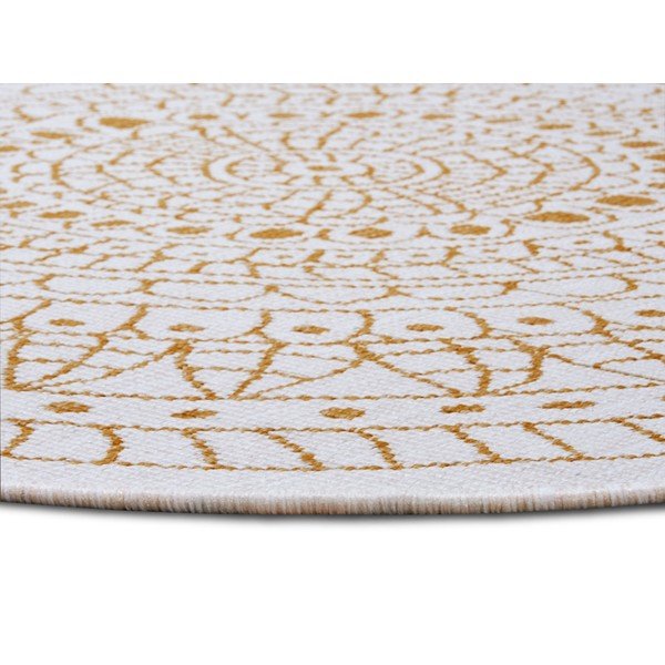 Apvalios formos lauko kilimas ochros spalvos/baltos spalvos ø 140 cm Porto – NORTHRUGS-image-3