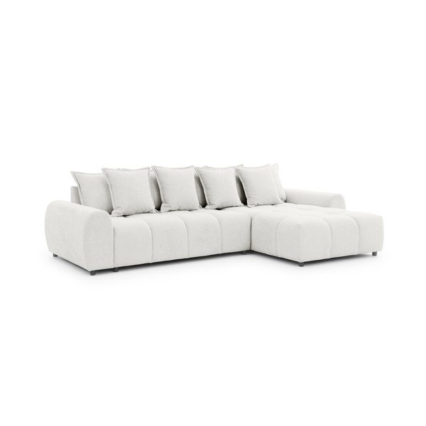 Baltos spalvos kampinė sofa (su dešiniuoju kampu/su gultu) Albane  – Ropez-image-3