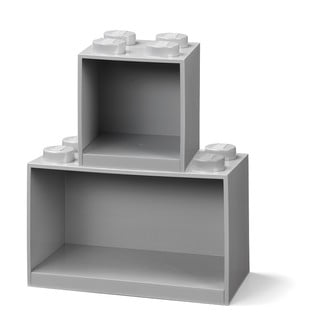 2 vaikiškų pilkų sieninių lentynų rinkinys LEGO® Brick
