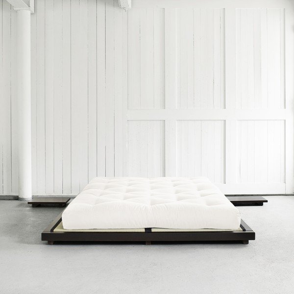 Pušies medžio dvigulė lova su čiužiniu ir tatami "Karup Design Dock Double Latex Black/Natural", 160 x 200 cm-image-1