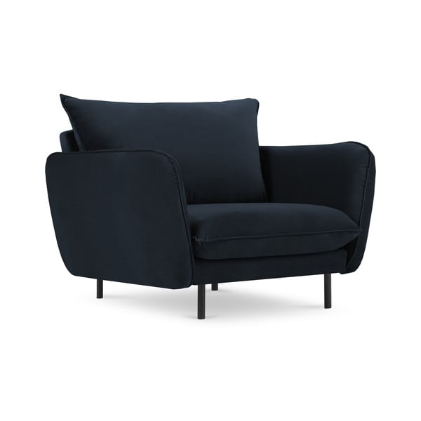 Tamsiai mėlynas aksominis fotelis Vienna - Cosmopolitan Design