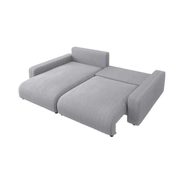 Iš kordinio velveto sulankstoma kampinė sofa šviesiai pilkos spalvos (kintama) Sara – Ropez-image-4