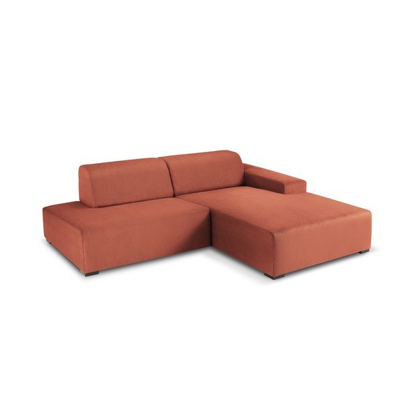 Rožinė aksominė kampinė sofa Cosmopolitan Design Hobart, kampas dešinėje-image-3