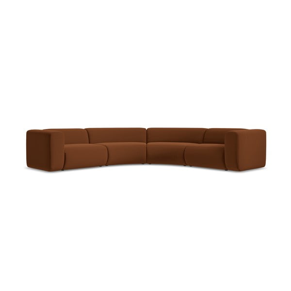 Oranžinės spalvos/rudos spalvos iš velveto kampinė sofa Ekahi – Makamii