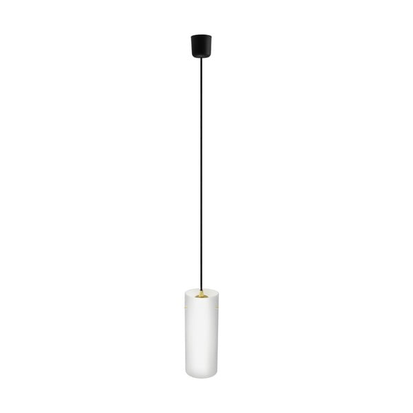 Baltos ir auksinės spalvos pakabinamas šviestuvas su juodu kabeliu ir juodu lizdu "Sotto Luce Paipu