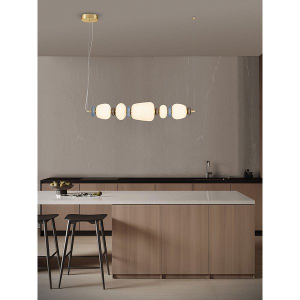 Baltos spalvos/auksinės spalvos iš metalo kabantis šviestuvas LED su pritemdymo funkcija su porcelianiniu gaubtu/su stiklo gaubtu Palo – Nova Luce-image-2