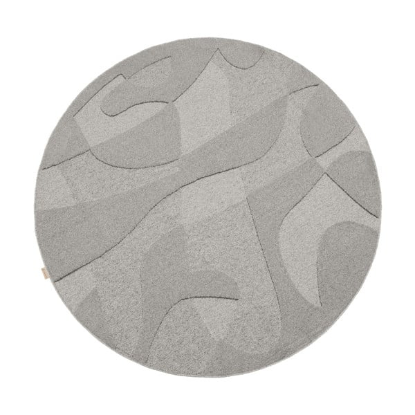 Iš vilnos apvalios formos kilimas pilkos spalvos ø 160 cm Morphic Botanica – Agnella