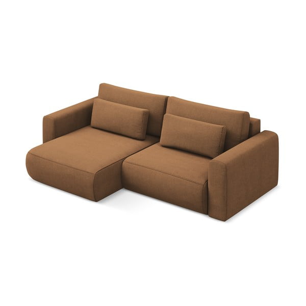Terakotos spalvos sulankstoma/su sandėliavimo vieta kampinė sofa (su kairiuoju kampu/su gultu) Kapua – Makamii-image-4
