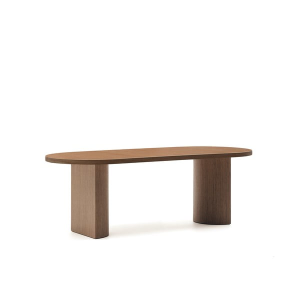 Apvalios formos valgomojo stalas su riešutmedžio dekoro stalviršiu 100x200 cm Nealy – Kave Home-image-4