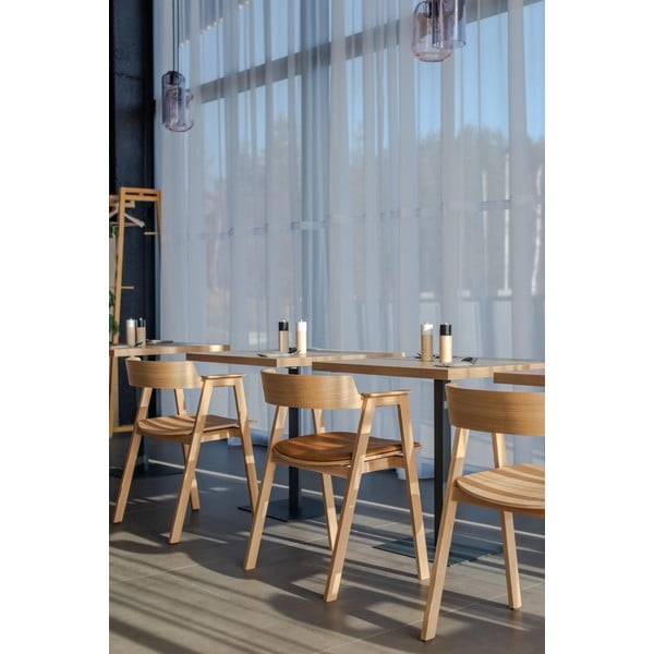 Natūralios spalvos iš ąžuolo masyvo valgomojo kėdė su porankiais Flip – Gazzda-image-3