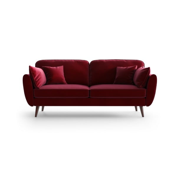Raudonos spalvos aksominė sofa My Pop Design Auteuil